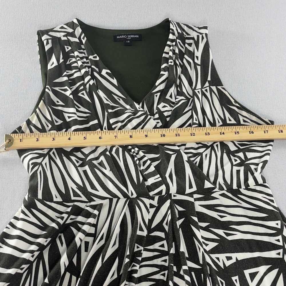 Mario Serrani Italy Green White Palm Geometric Maxi Dress Sleeveless L - Picture 7 of 10